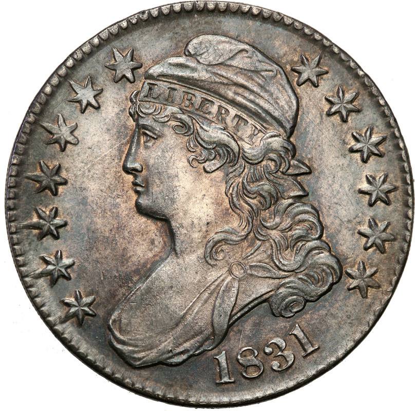 USA. 50 centów (1/2 dolara) 1831 typ capped bust, Filadelfia - Piękne